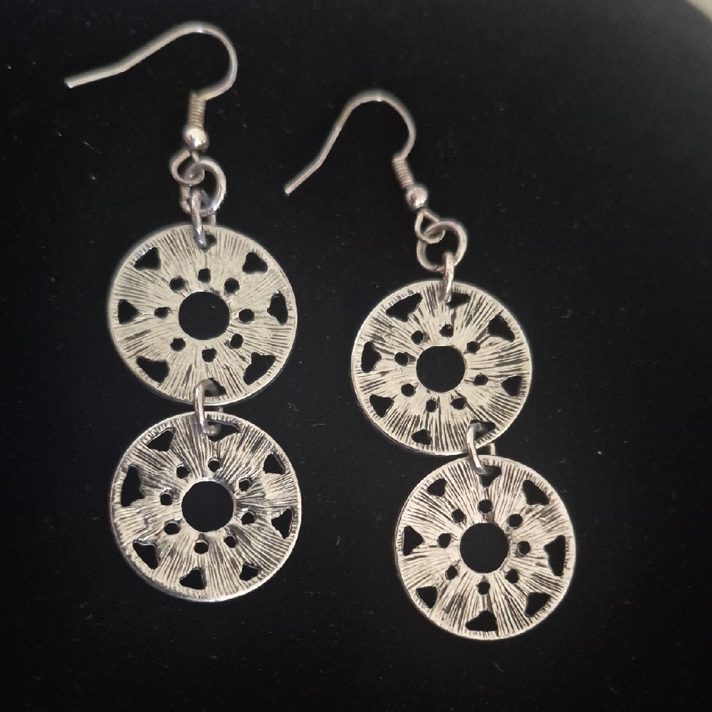 Silver Spiral Earrings - Picture 3 of 3